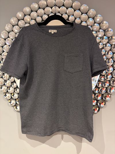 Genuine Reiss Men’s Navy & White Textured Pocket T-Shirt Size L