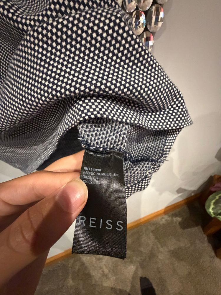 Genuine Reiss Men’s Navy & White Textured Pocket T-Shirt Size L image 5