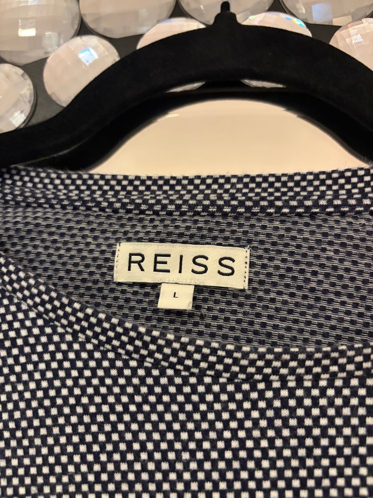 Genuine Reiss Men’s Navy & White Textured Pocket T-Shirt Size L image 2