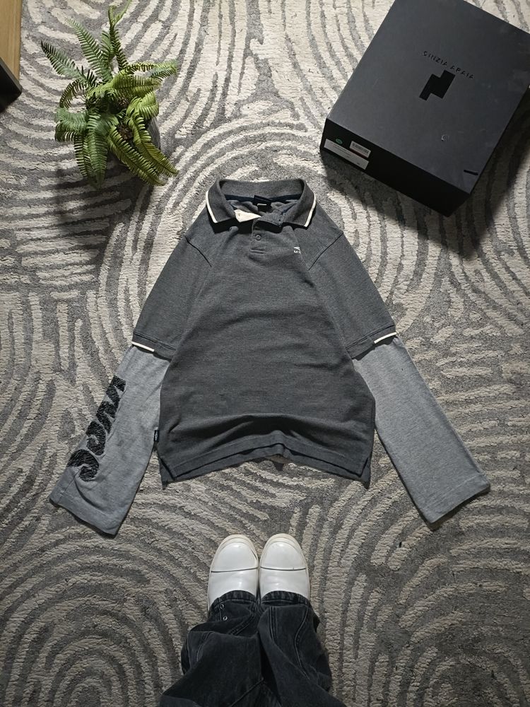 Other Custom Grey Long Sleeve Layered Polo Shirt product image