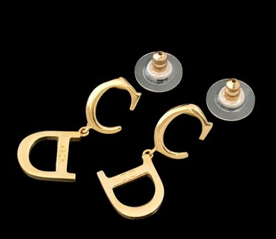 Christian Dior Monogram CD Logo Gold Hoop Earrings