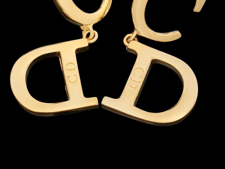 Christian Dior Monogram CD Logo Gold Hoop Earrings image 3