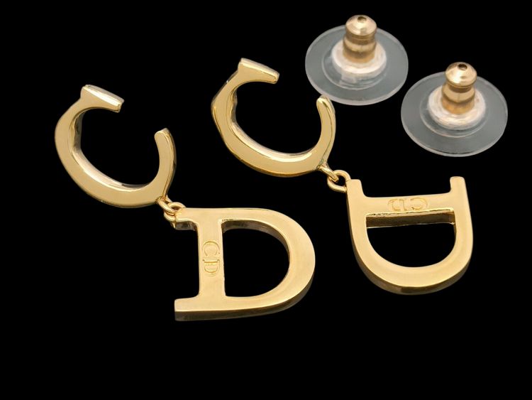 Christian Dior Monogram CD Logo Gold Hoop Earrings image 4