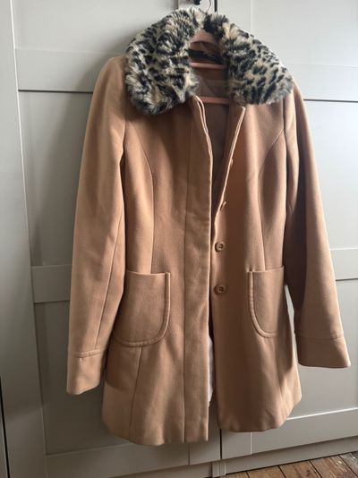 Jane Norman Women'S Coat With Faux Fur Collar