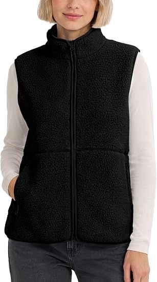 Black Fleece Zip-Up Vest obraz 5