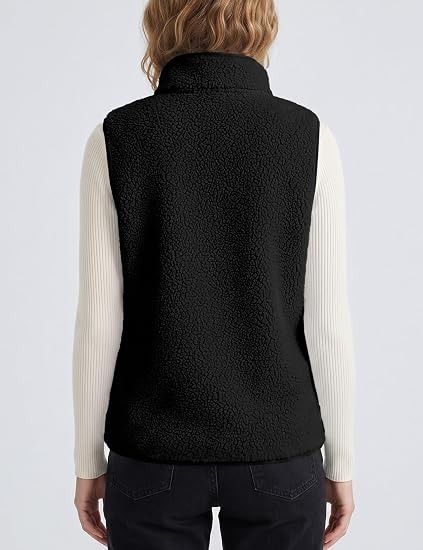 Black Fleece Zip-Up Vest obraz 4