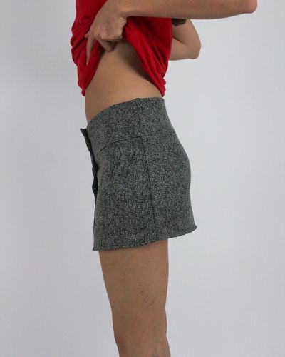 gossip girl drop | small grey button-front mini skirt 2