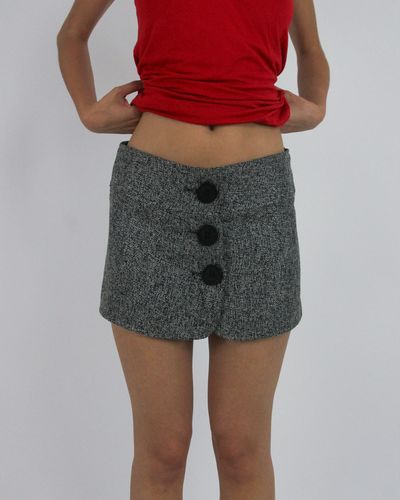 gossip girl drop | small grey button-front mini skirt 1