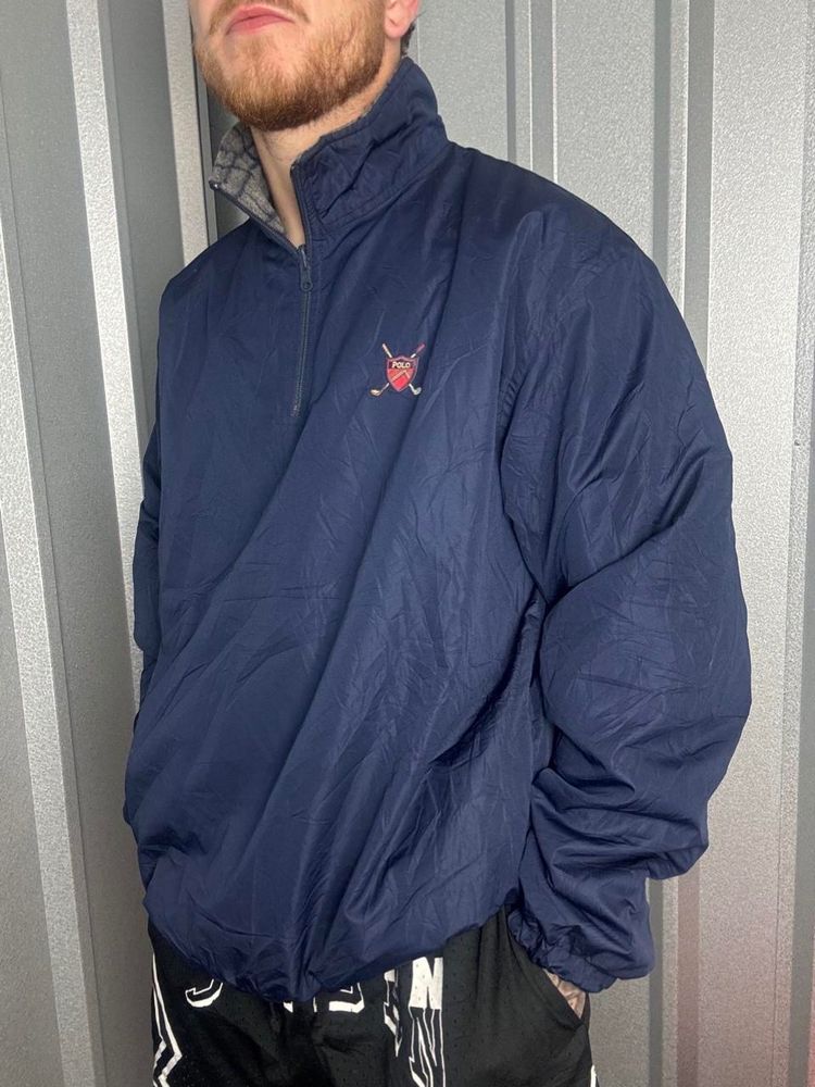 Navy Blue Polo Ralph Lauren Quarter-Zip Pullover Reversible Jacket image 1