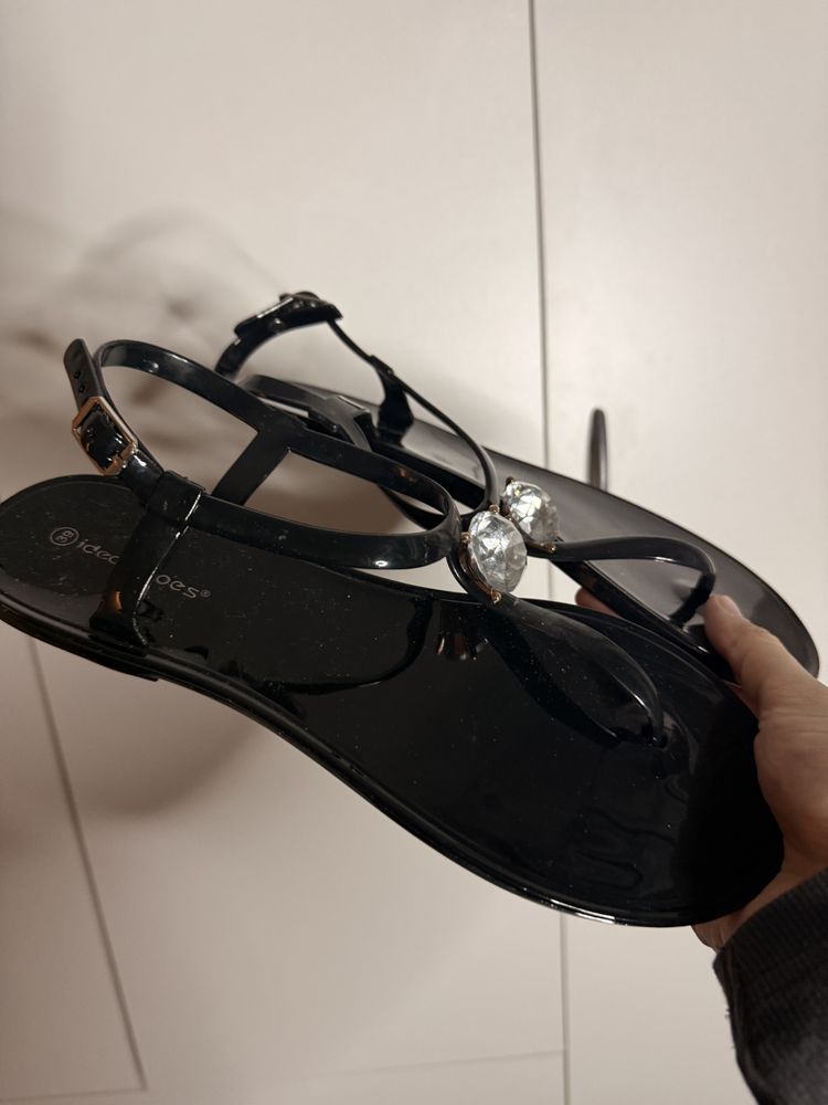 Other Black Flat Sandals With Jewel Embellishments product image