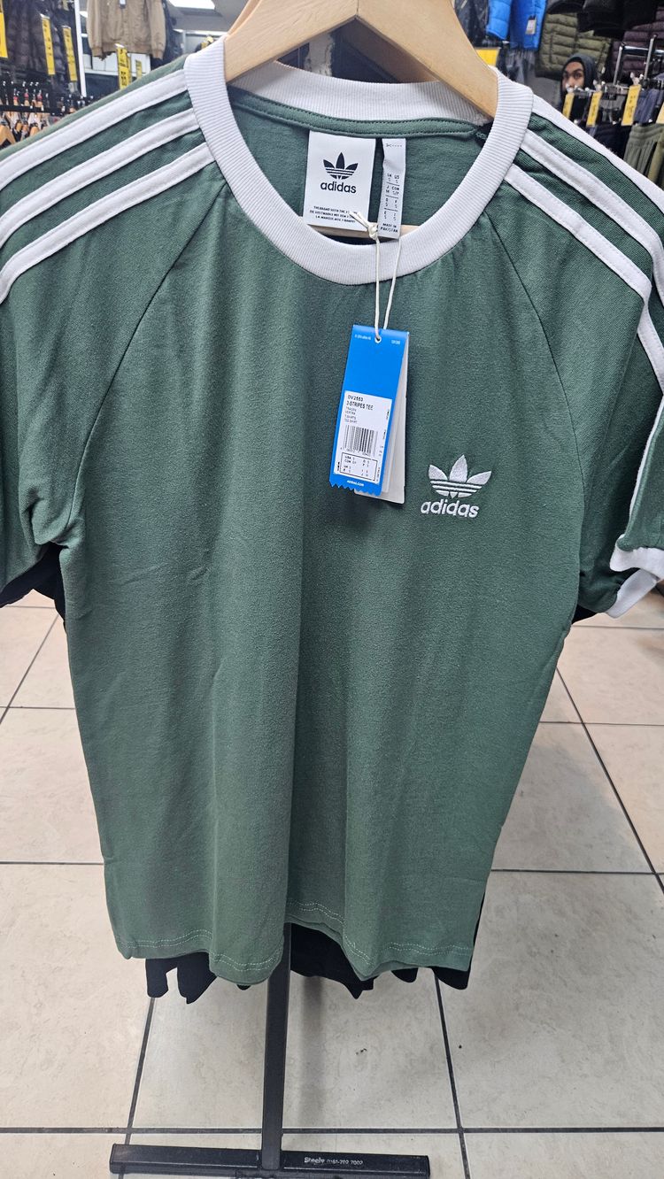 Adidas Green T-Shirt With White Stripes