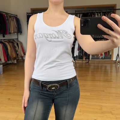 Morgan Graphic White Tank Top