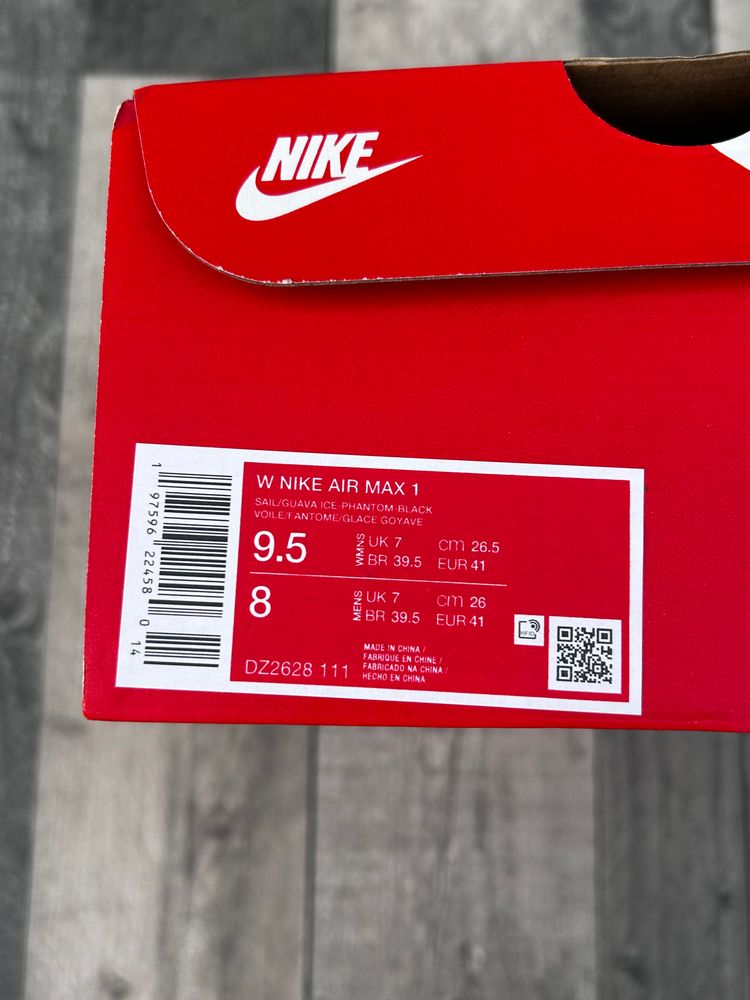 Nike Air Max 1 Trainers ‘Sail Guava’ - Size UK 7  obraz 10