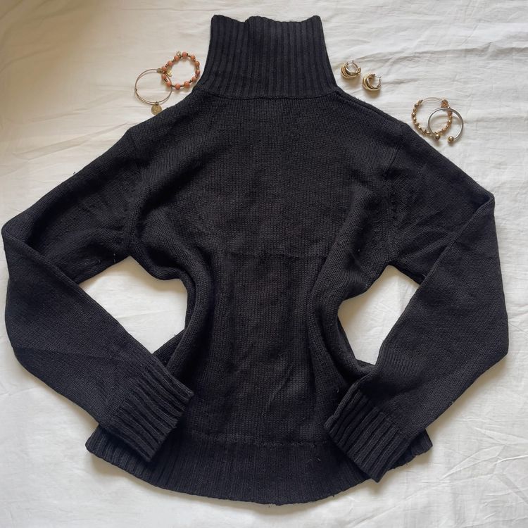 90’s Black Zip-Up Knitted Sweater image 4
