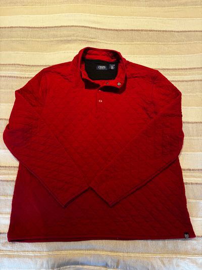 Red Quilted Long Sleeve Pullover Shirt
