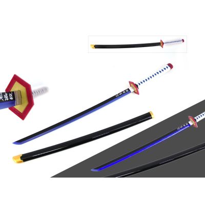 Demon Slayer Giyu Sword LED Light Up Katana Wooden Sword Cosplay Prop Replica 1