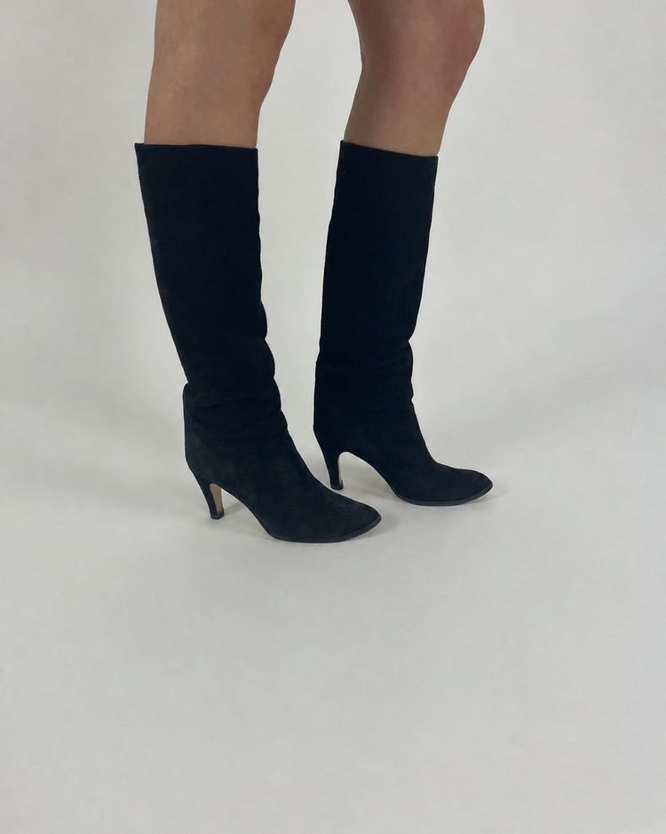 ⭐️gossip girl drop | uk 6 black knee-high stiletto boots image 1