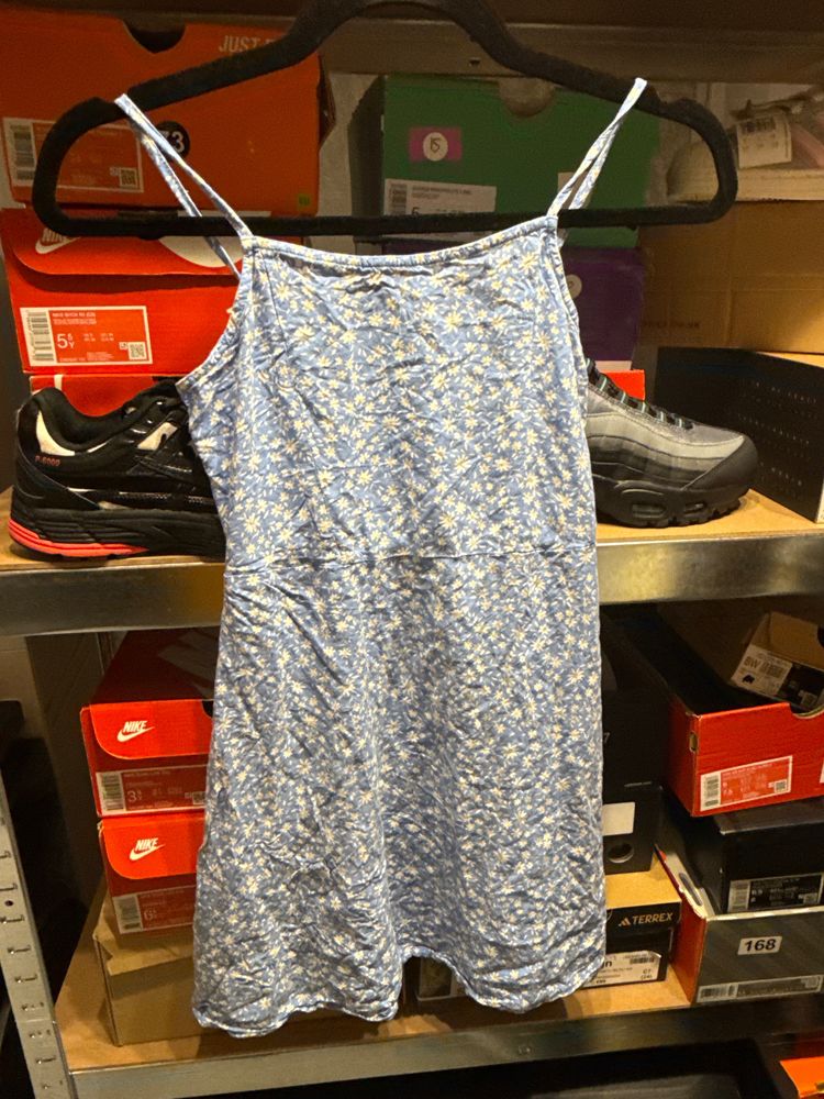 Blue Floral Spaghetti Strap Dress