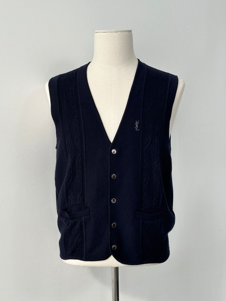 Yves Saint Laurent 1990s Pure Wool Bespoke Button Waistcoat - M image 6