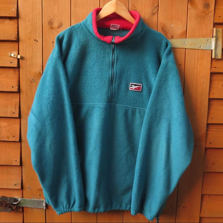 Reebok VTG REEBOK ATHLETIC DEPARTMENT TEAL GREEN HALF ZIP FLEECE SWEATSHIRT product image