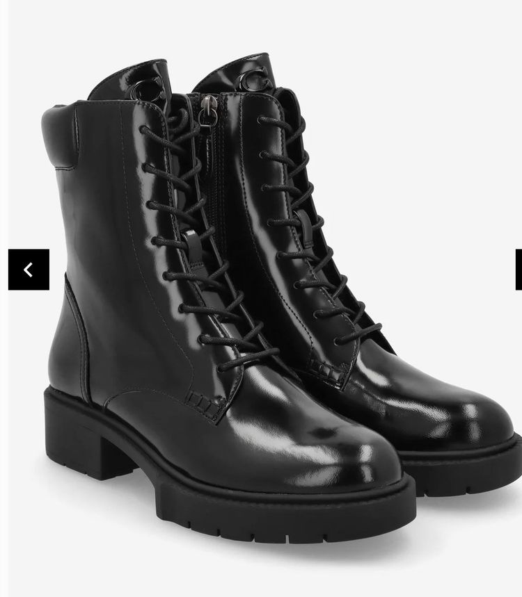 Coach Leighton Lace Up Leather Heeled Boots Black Bootie UK 5 £295 Combat BNIB image 1