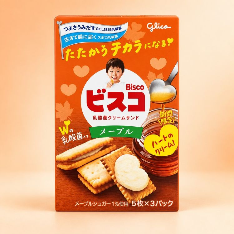 Glico Bisco Maple Cream Sandwich Biscuits