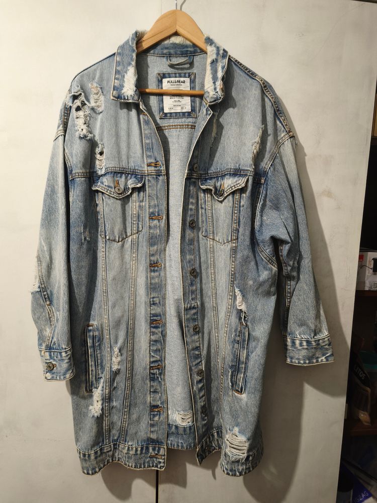 Pull&Bear Distressed Denim Jacket image 1
