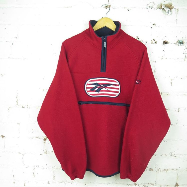 Reebok VINTAGE REEBOK RED FLEECE, BIG CHEST LOGO WITH A HALF ZIP NECK AND FRONT KANGAROO POCKET product image