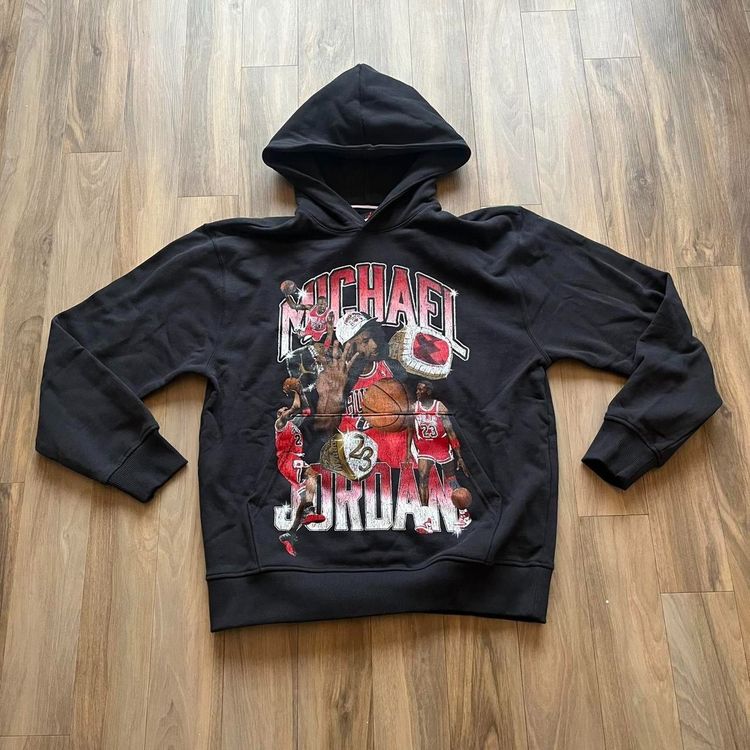 BNWT Nike Air Jordan MJ Michael Jordan Trophy Graphic Washed Hoodie, Black Red