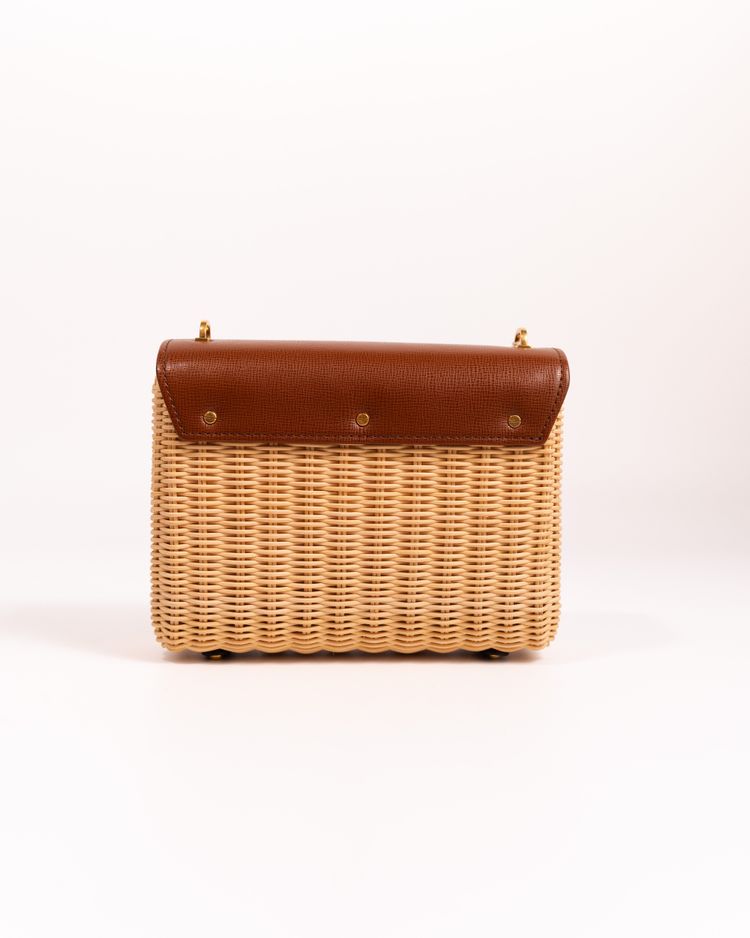 Valentino Garavani Borsa Stud Sign Rafia e Pelle Beige — Pre-owned Autentica imagen 6