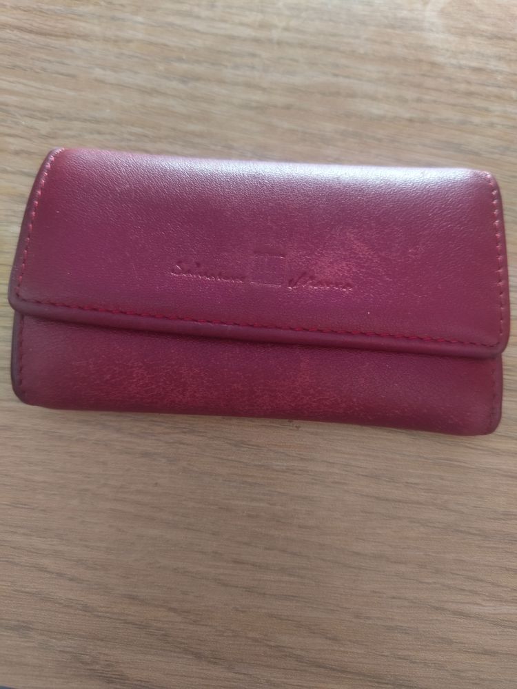 Salvatore Marra Red Leather Key Holder Wallet