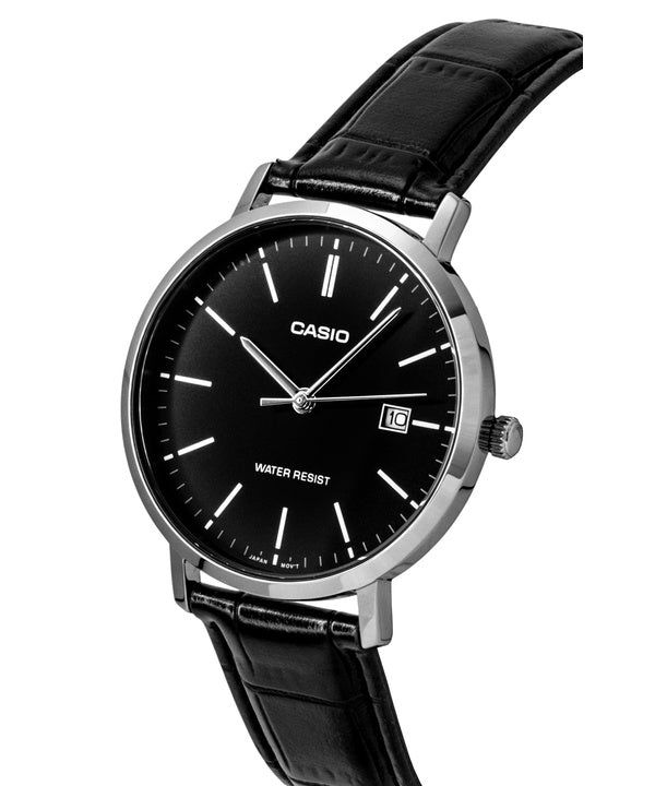 Casio Analog Leather Strap Black Dial Quartz MTP-VT05L-1E Men's Watch obraz 3