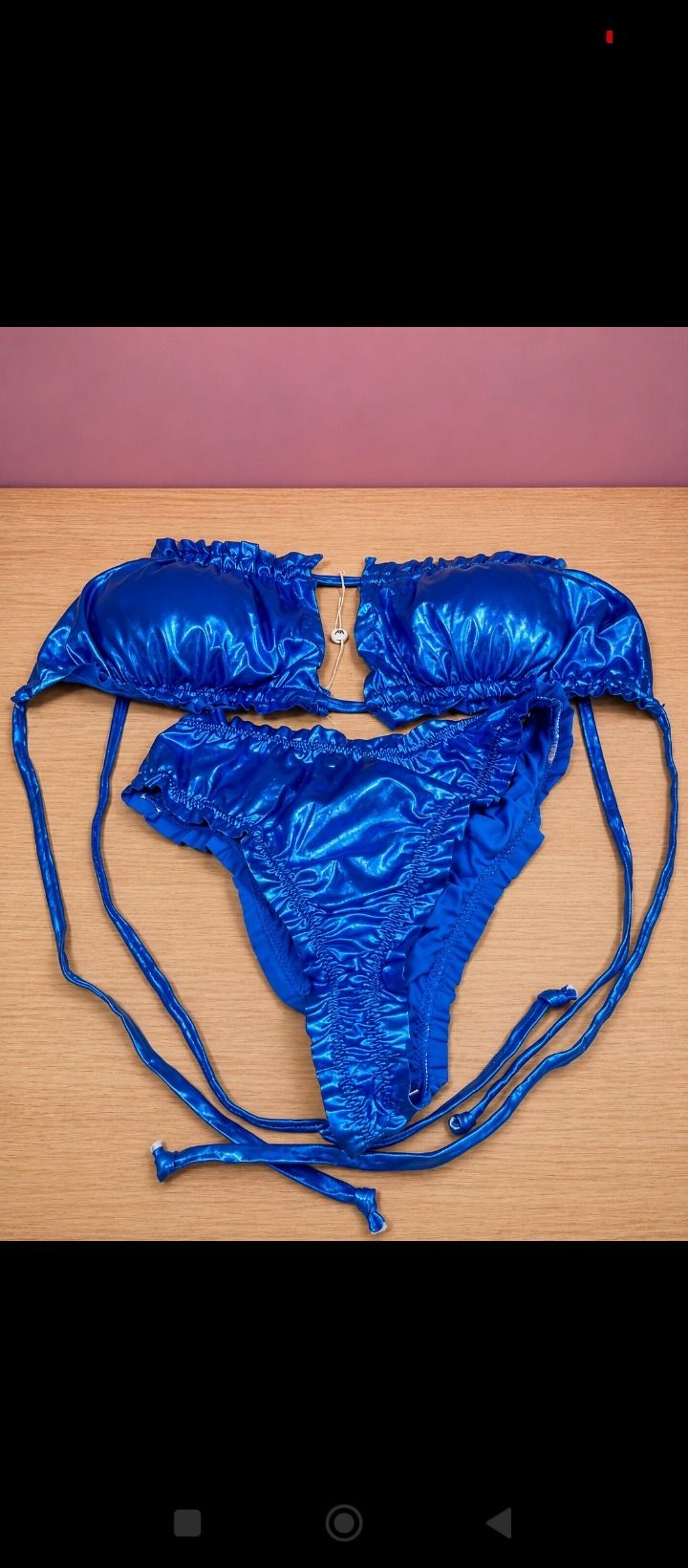 Bikini fascia effetto metallizzato blu elettrico da donna image 1