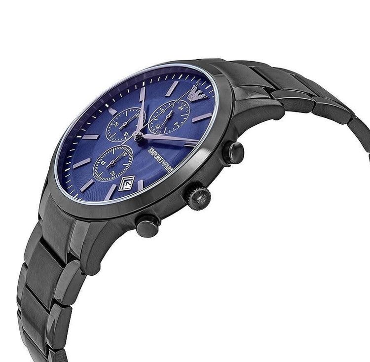 Emporio Armani AR11215 Grey Stainless Steel Strap With Blue Dial Watch For Men image 5
