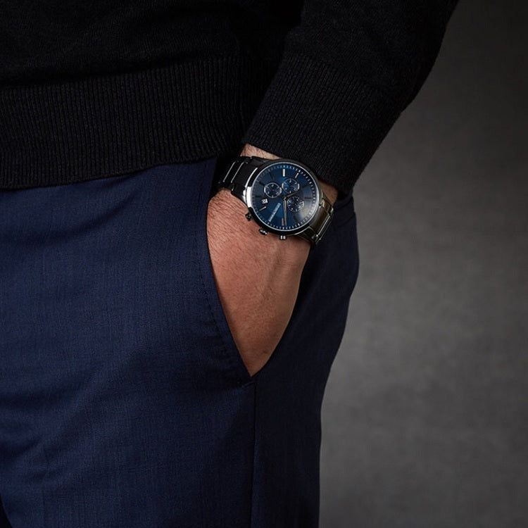Emporio Armani AR11215 Grey Stainless Steel Strap With Blue Dial Watch For Men image 4