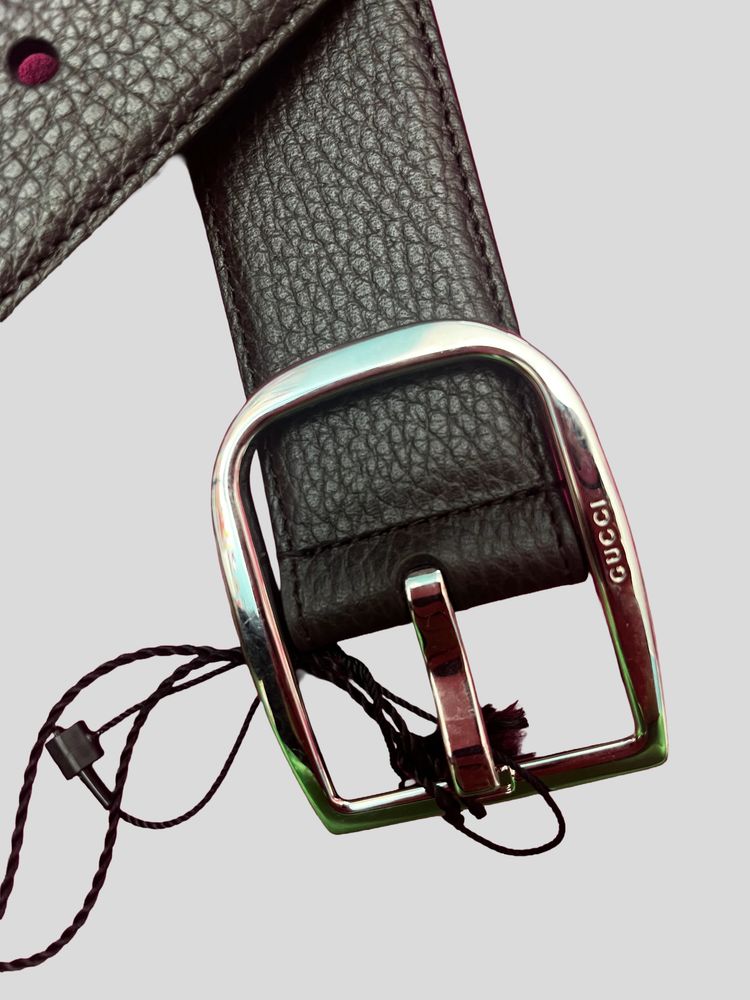 Gucci Leather Belt rectangle buckle size 85-34 2