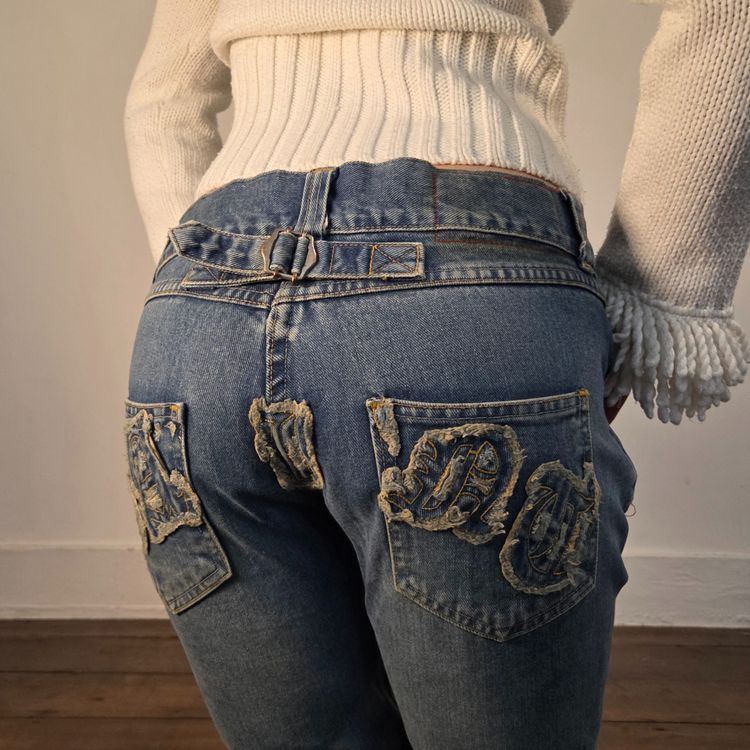 All saints Blue Denim Jeans With Embroidered Back Pockets