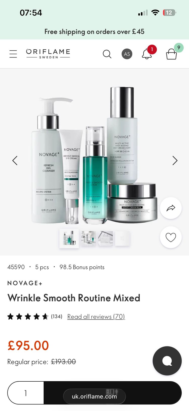 Oriflame 5 piece Skin Care Routine Mixed
