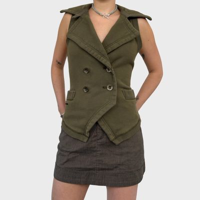 Diesel Khaki Button Vest Top - S/M
