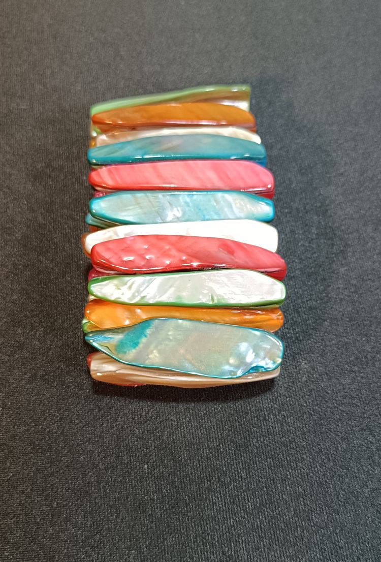 Multi-Color Shell Tile Stretch Bracelet 4