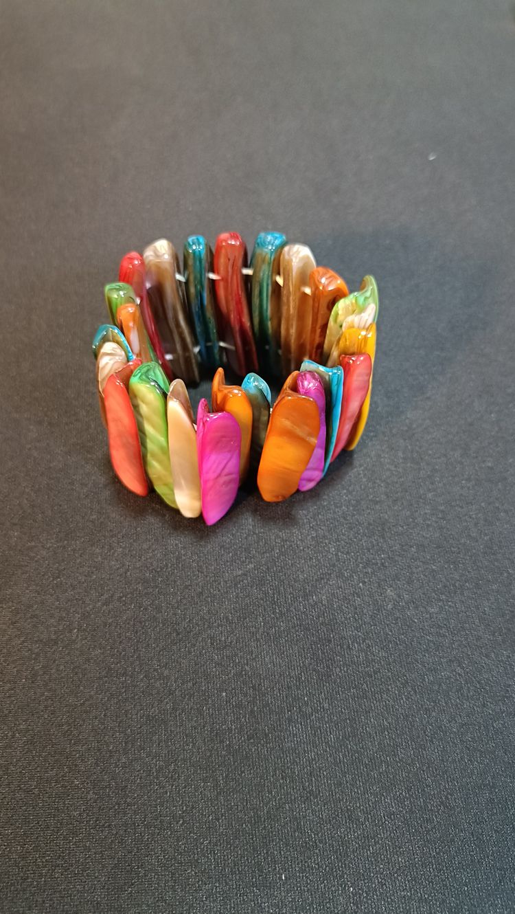 Multi-Color Shell Tile Stretch Bracelet 2
