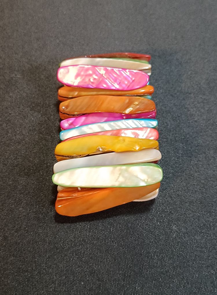 Multi-Color Shell Tile Stretch Bracelet 5