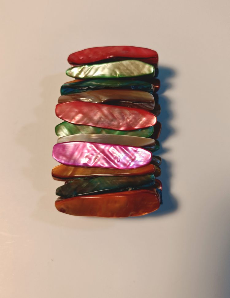 Multi-Color Shell Tile Stretch Bracelet 10