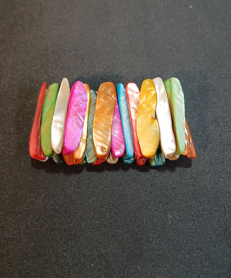Multi-Color Shell Tile Stretch Bracelet 7