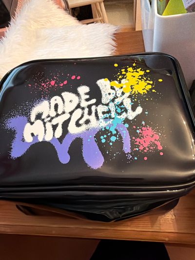 Made by Mitchell Black Bag With Colorful Paint Splatter Design