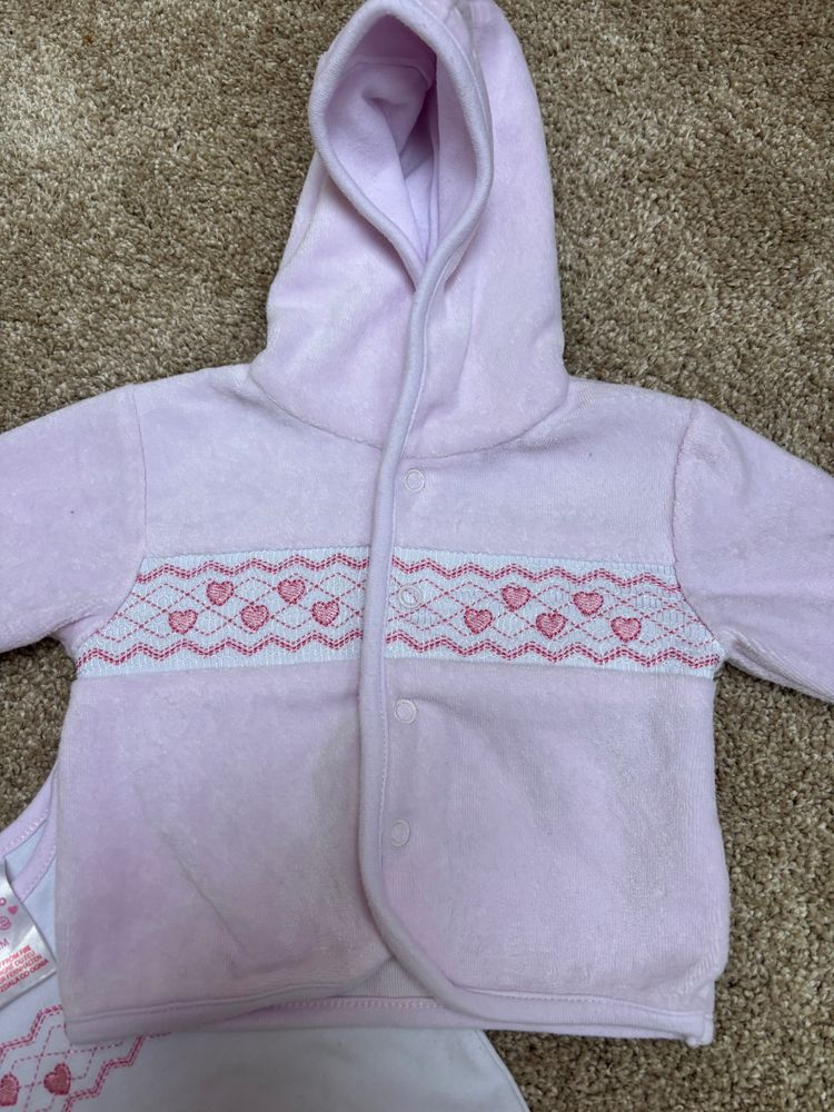 Baby Pink Hooded Fleece Tracksuit & Top set  image 1