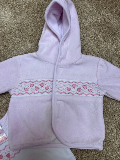 Baby Pink Hooded Fleece Tracksuit & Top set