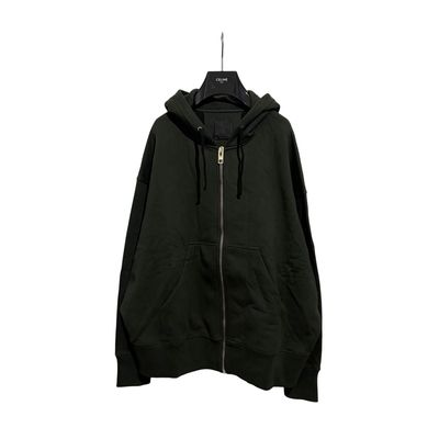 Givenchy 1 of 1 Green Embroidered Sleeve Logo Oversized Zip Hoodie