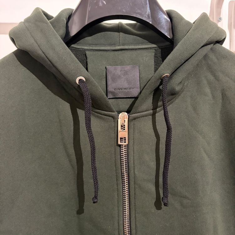 Givenchy 1 of 1 Green Embroidered Sleeve Logo Oversized Zip Hoodie image 6