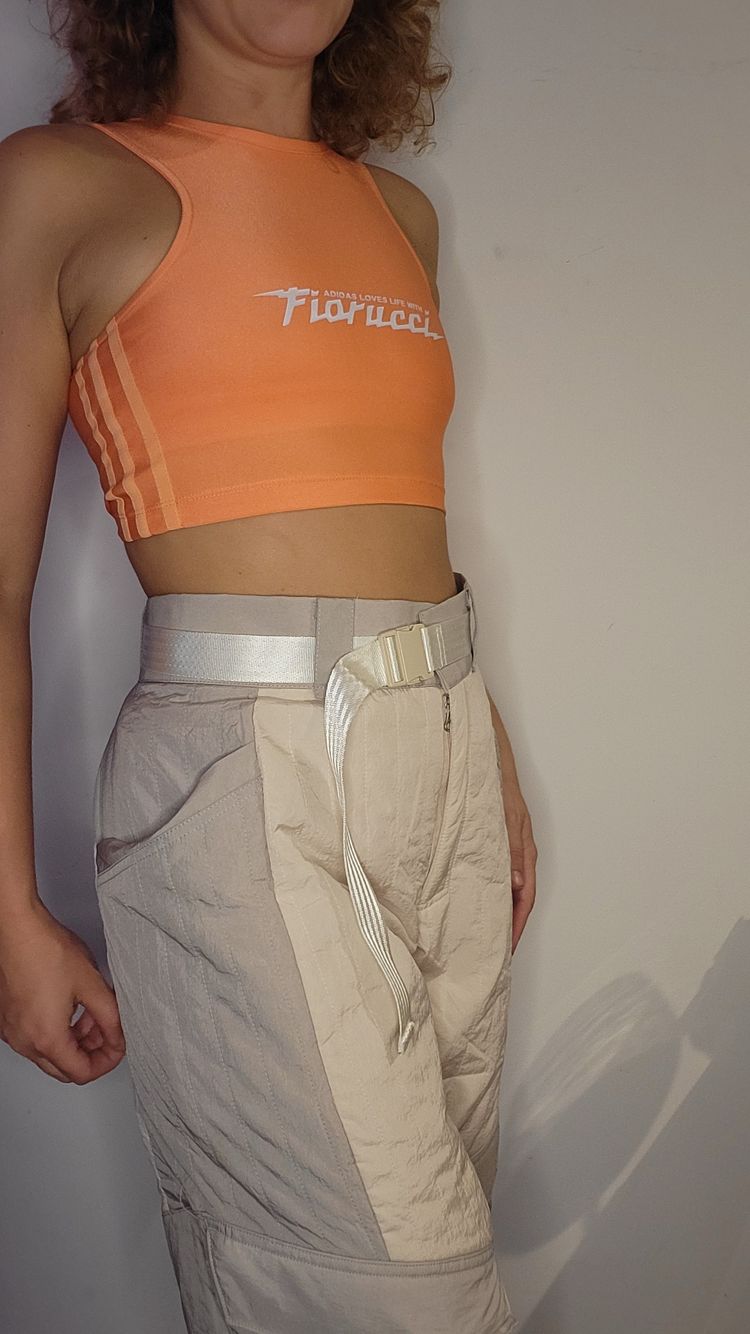 Cream and grey Patchwork Pants With Belt image 6